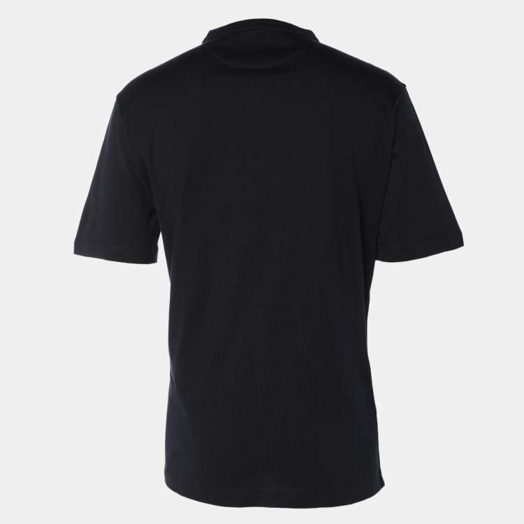 Pre Owned Eleventy Navy Blue Jersey Henley T-Shirt XL