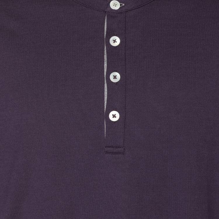 Pre Owned Eleventy Purple Jersey Henley T-Shirt XL