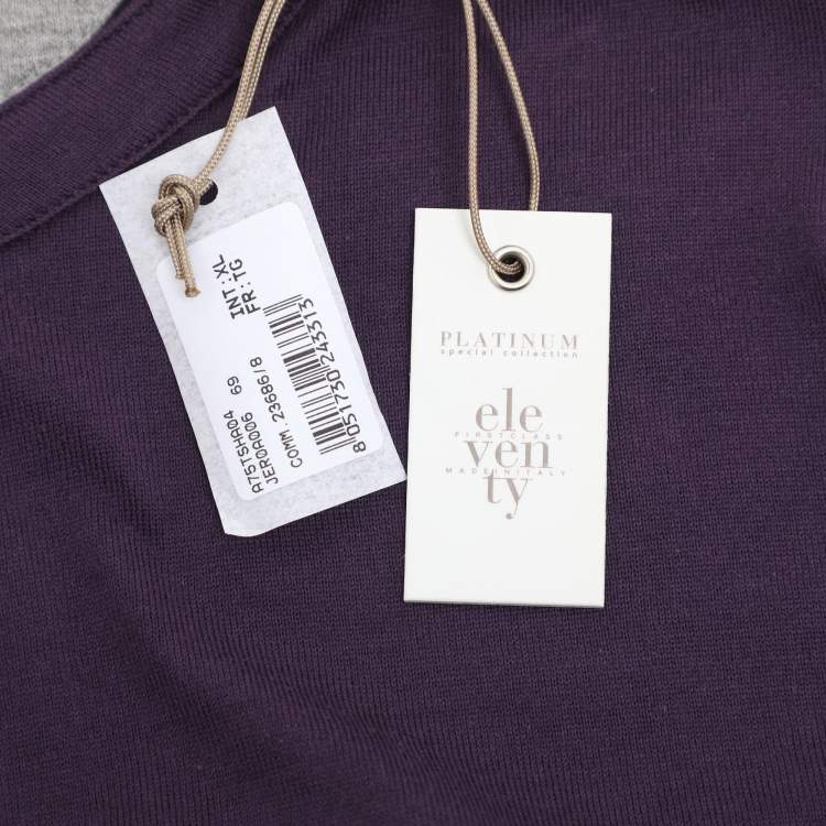 Pre Owned Eleventy Purple Jersey Henley T-Shirt XL