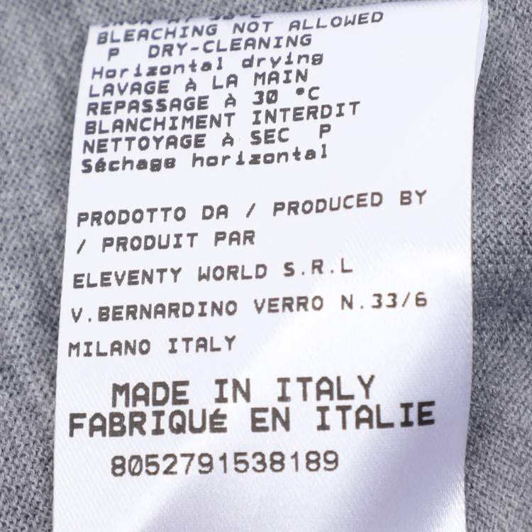 Pre Owned Elevety Grey Merino Wool Knit Full Sleeve T-Shirt XL