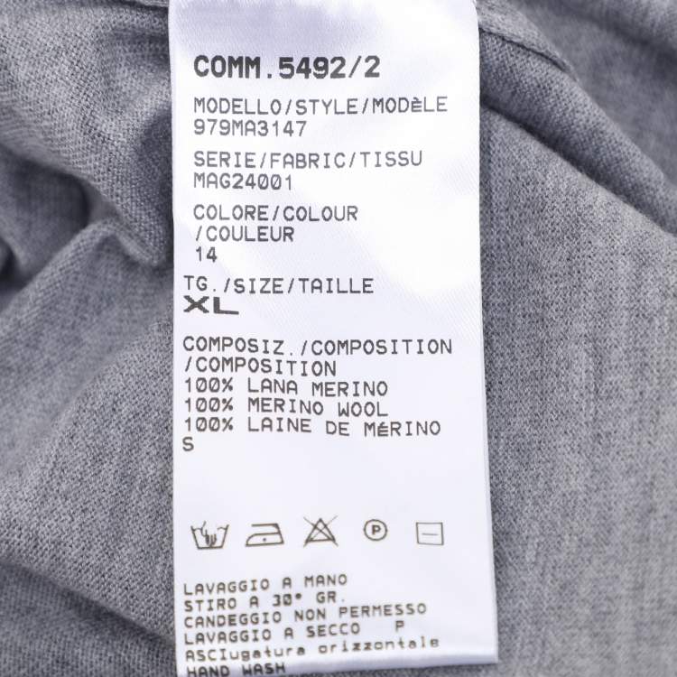 Pre Owned Elevety Grey Merino Wool Knit Full Sleeve T-Shirt XL