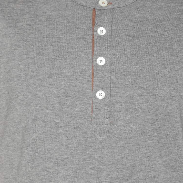 Pre Owned Elevety Dark Grey Jersey Henley T-Shirt XL