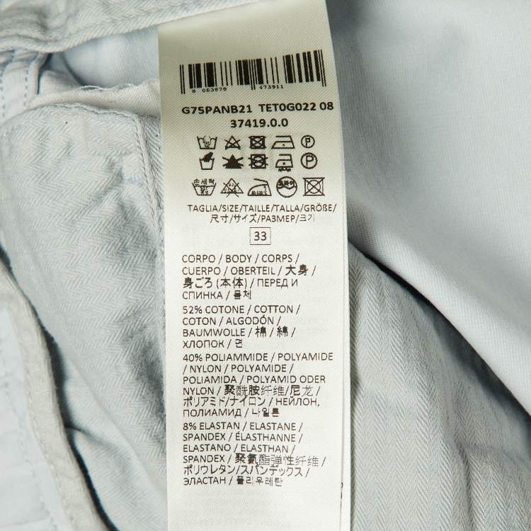 Pre Owned Eleventy Pale Blue Cotton Blend Drawstring Trousers L