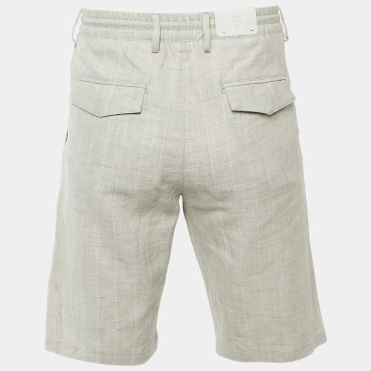 Pre Owned Eleventy Grey Linen & Wool Blend Shorts L  