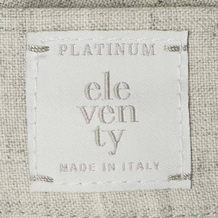 Pre Owned Eleventy Grey Linen & Wool Blend Shorts L  