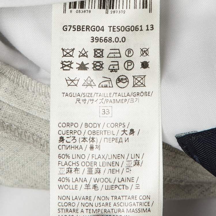 Pre Owned Eleventy Grey Linen & Wool Blend Shorts L  