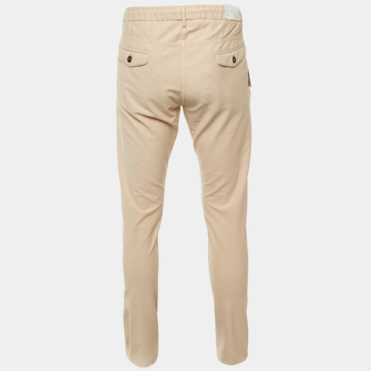 Pre Owned Eleventy Beige Cotton Blend Trousers L 