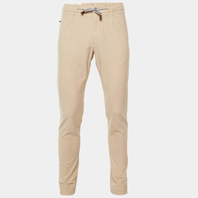Pre Owned Eleventy Beige Cotton Blend Trousers L 