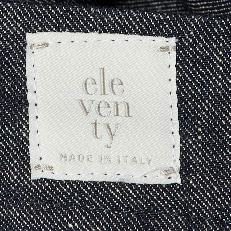 Pre Owned Eleventy Dark Blue Cotton & Linen Shorts L