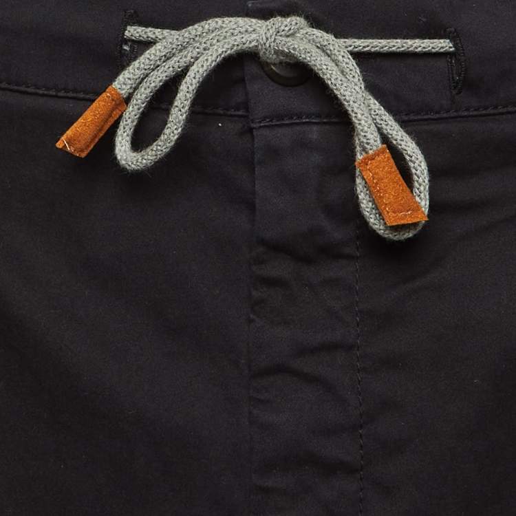 Pre Owned Eleventy Navy Blue Cotton Trousers L