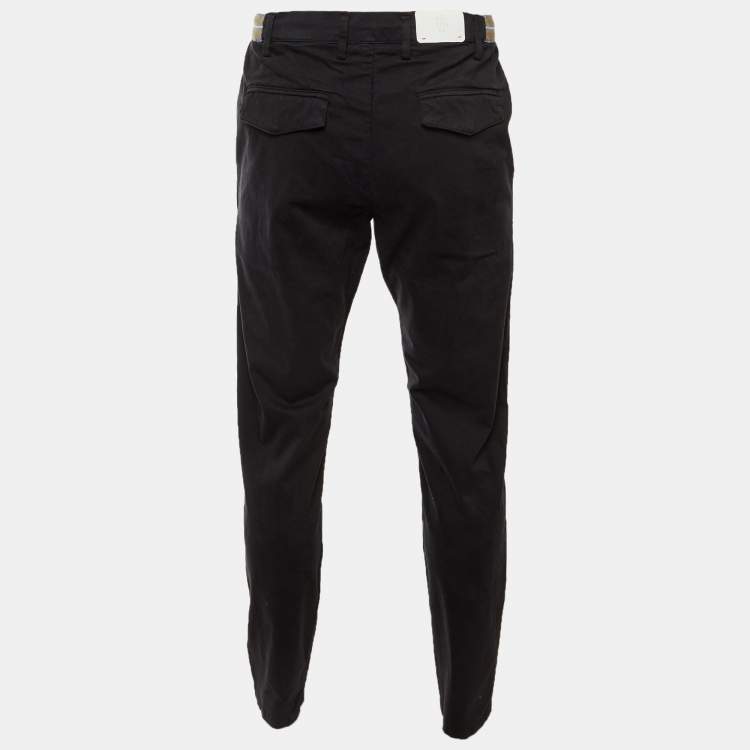 Pre Owned Eleventy Navy Blue Cotton Trousers L