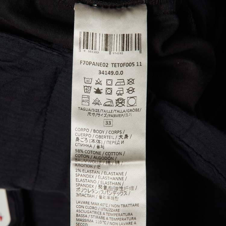 Pre Owned Eleventy Navy Blue Cotton Trousers L