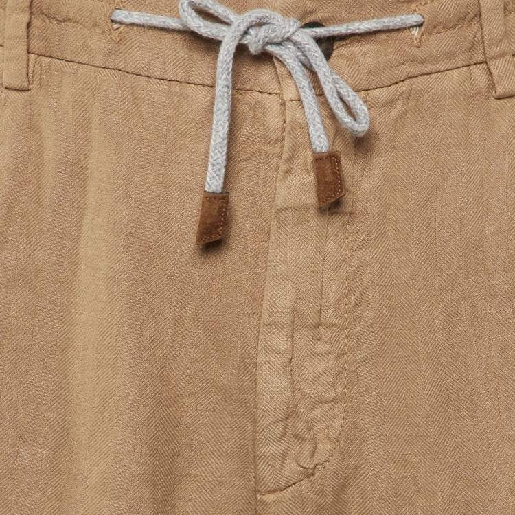 Pre Owned Eleventy Brown Linen Trousers L
