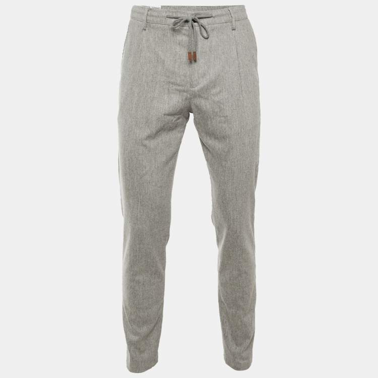 Pre Owned Eleventy Grey Wool Jogger Pants M