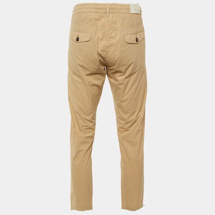 مملوكة مسبقًا Eleventy Beige Striped Cotton Blend Trousers L