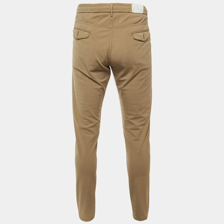 Pre Owned Eleventy Beige Cotton Blend Drawstring Trousers L