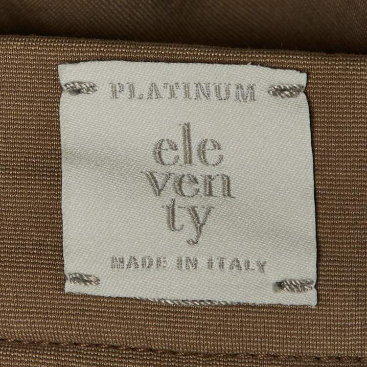 Pre Owned Eleventy Beige Cotton Blend Drawstring Trousers L