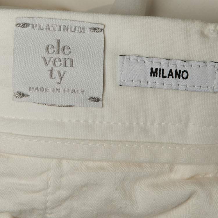 مملوكة مسبقًا Eleventy White Cotton Blend Drawstring Trousers L
