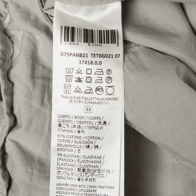 Pre Owned Eleventy Grey Cotton Drawstring Trousers L