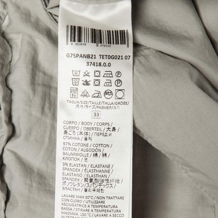 Pre Owned Eleventy Grey Cotton Drawstring Trousers L