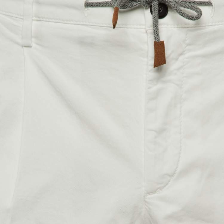 Pre Owned   Eleventy White Cotton Bermuda Shorts L