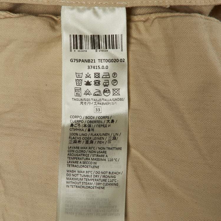 Pre Owned Eleventy Beige Linen Drawstring Trousers L