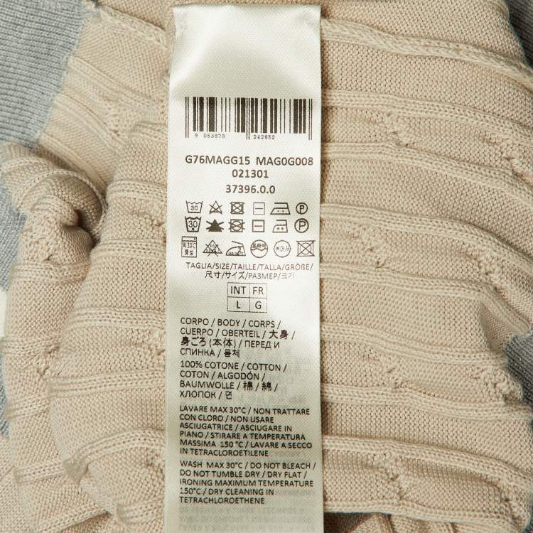 Pre Owned Eleventy Beige Cable Knit Crew Neck T-Shirt L