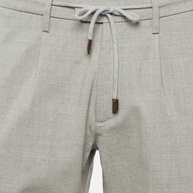 Pre Owned Eleventy Grey Wool Drawstring Waist Pants M/ Waist 33"
