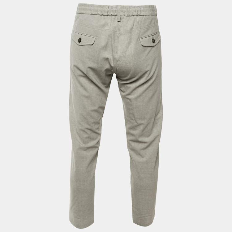 Pre Owned Eleventy Grey Wool Drawstring Waist Pants M/ Waist 33"