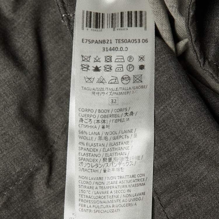 Pre Owned Eleventy Grey Wool Drawstring Waist Pants M/ Waist 33"