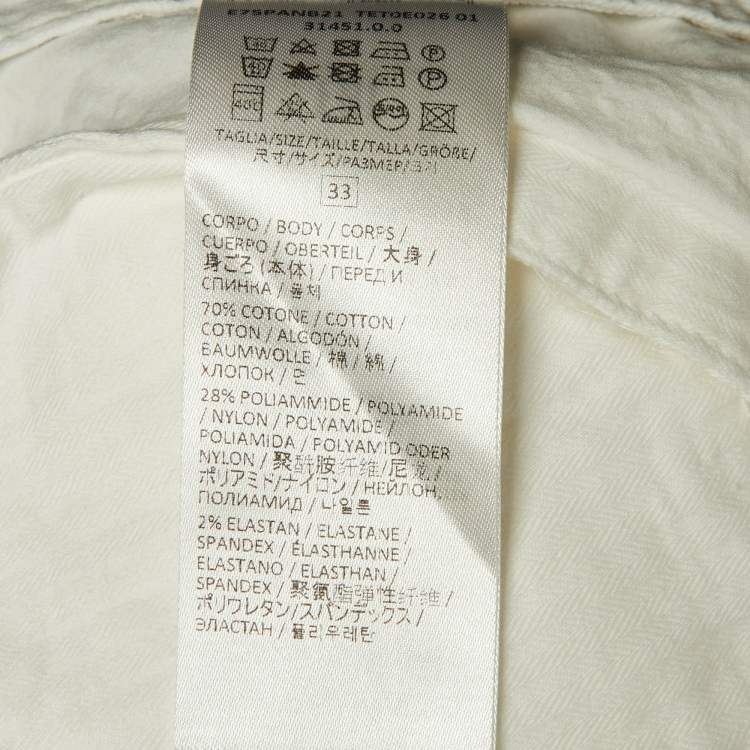 Pre Owned Eleventy White Textured Cotton Pants L/Waist 33"