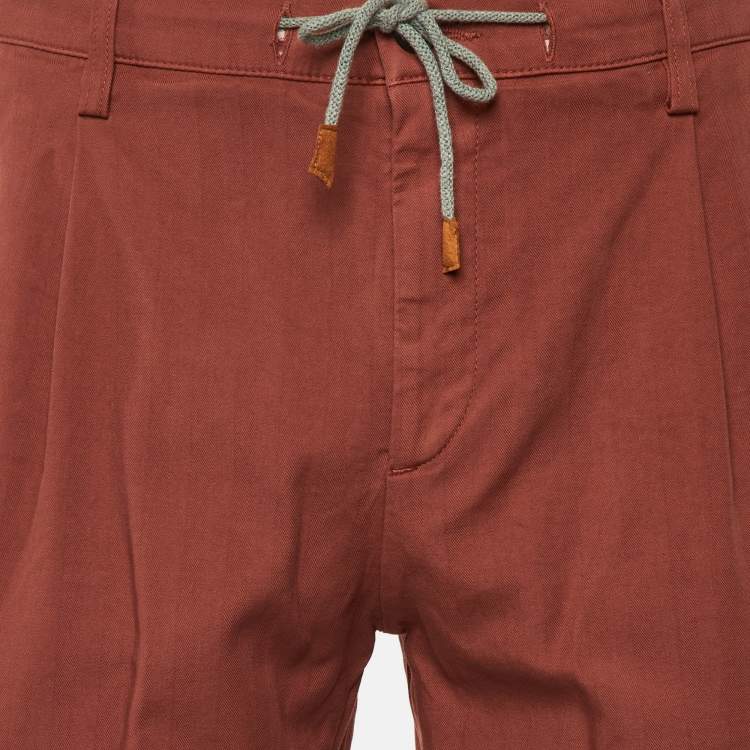 Pre Owned   Eleventy Rustic Brown Cotton Shorts L/Waist 34"