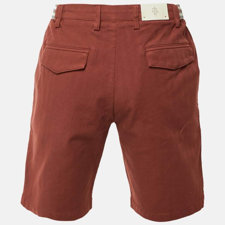 Pre Owned   Eleventy Rustic Brown Cotton Shorts L/Waist 34"