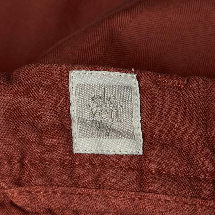 Pre Owned   Eleventy Rustic Brown Cotton Shorts L/Waist 34"