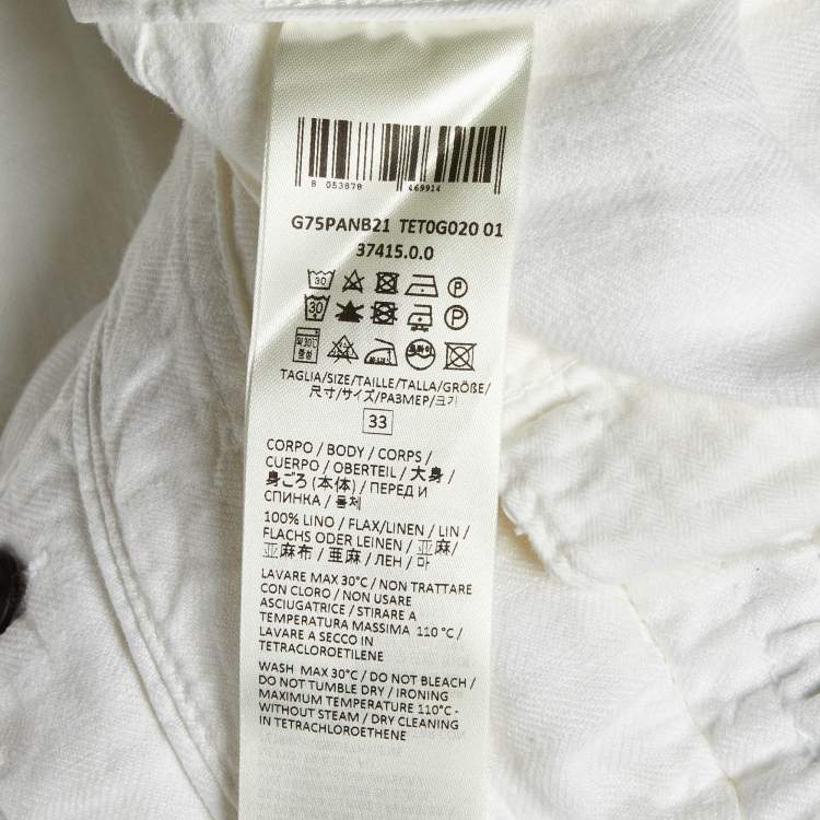 Pre Owned Eleventy White Linen Milano Drawstring Waist Pants L