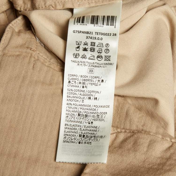 Pre Owned Eleventy Beige Cotton Blend Elasticised Waist Pants M/Waist 32"