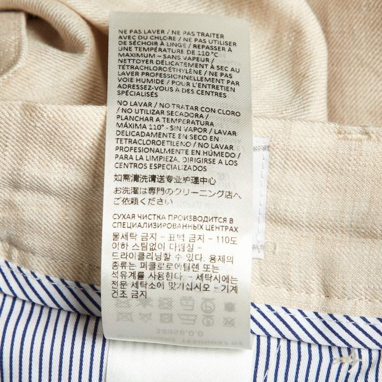 Pre Owned Eleventy Beige Linen Elasticised Waist Pants M/Waist 31"