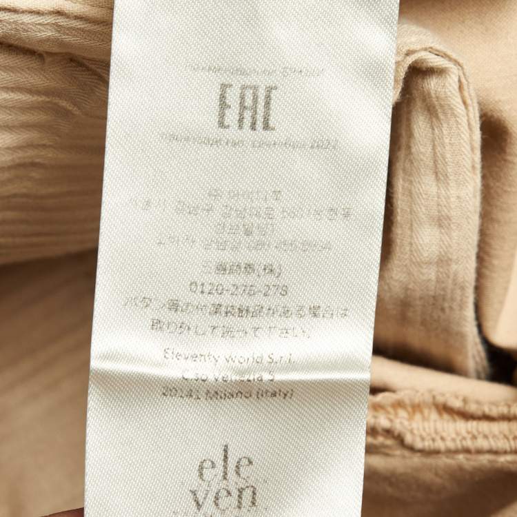 Pre Owned Eleventy Beige Cotton Drawstring Waist Pants M/Waist 32"