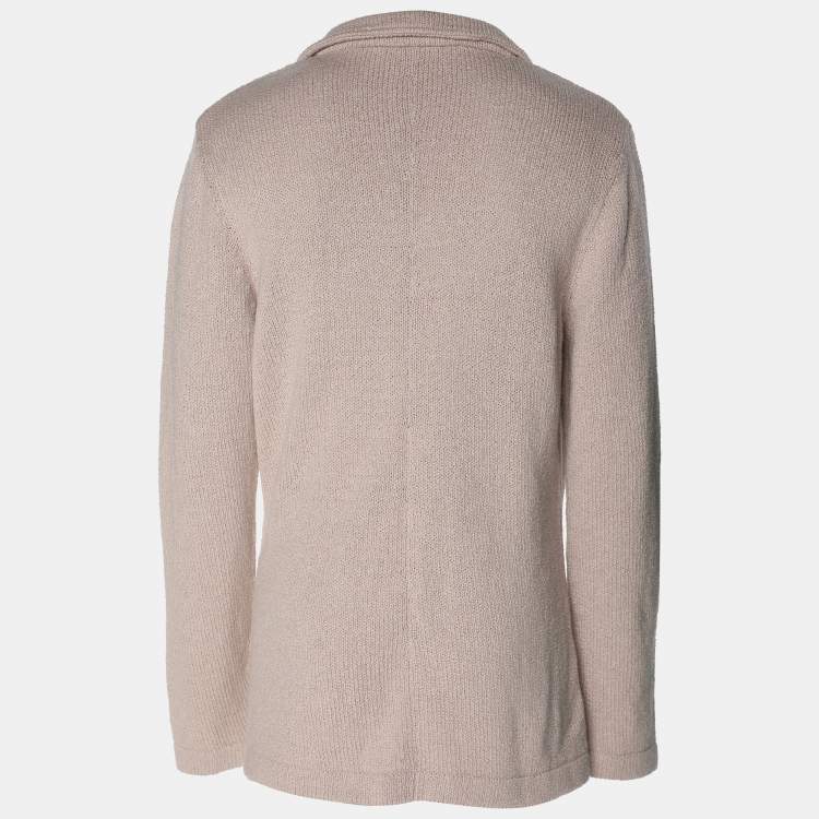 Pre Owned Eleventy Beige Rib Knit Blazer XL