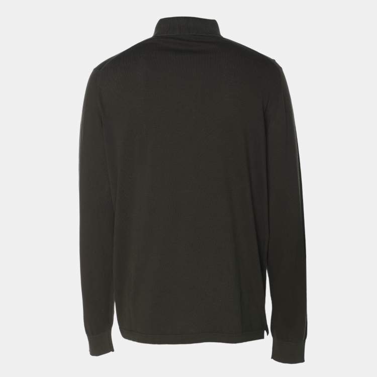 Pre Owned Eleventy Olive Green Jersey Full Sleeve Polo T-Shirt XL