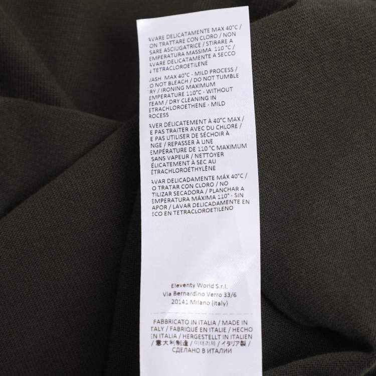 Pre Owned Eleventy Olive Green Jersey Full Sleeve Polo T-Shirt XL