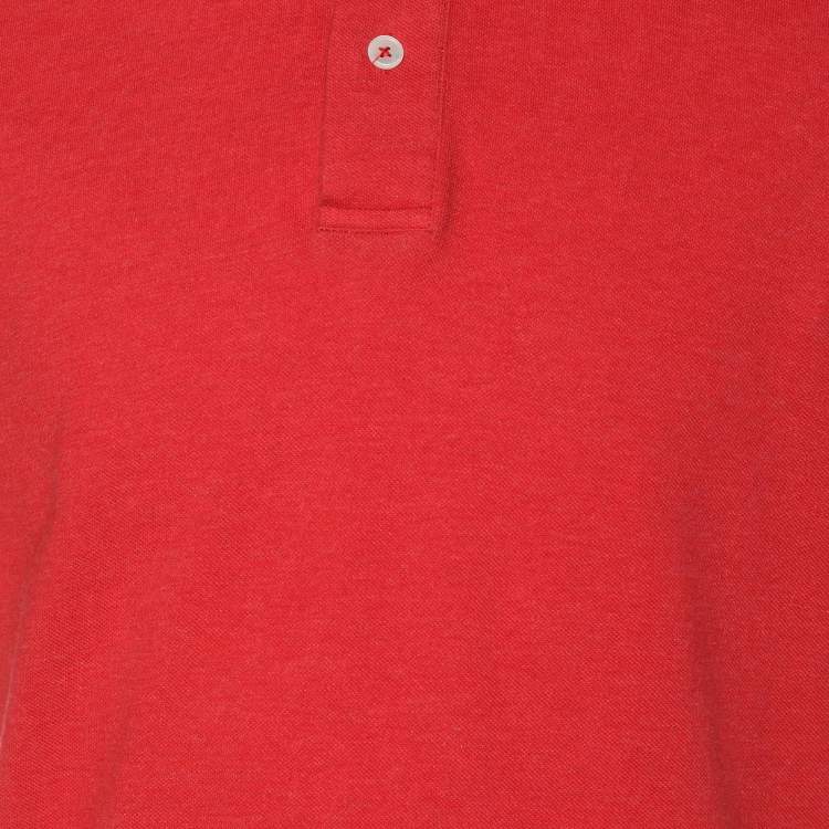 Pre Owned Eleventy Red Knit Button Polo T-Shirt L