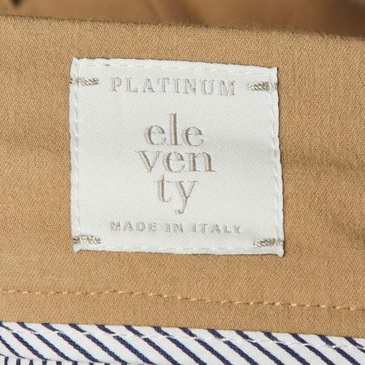Pre Owned Eleventy Beige Cotton Formal Trousers M