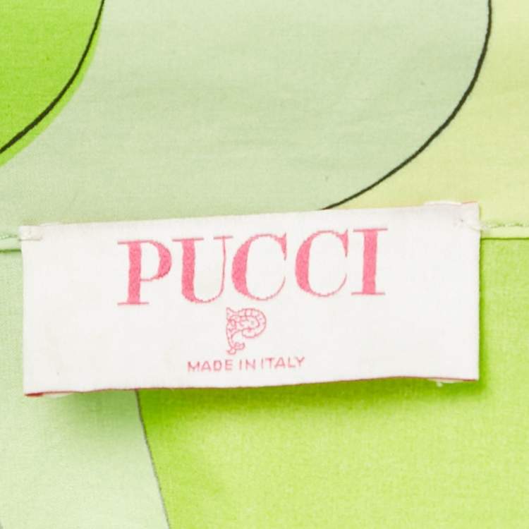 Pre Owned Emilio Pucci Green Print Cotton Half Sleeve Shirt S