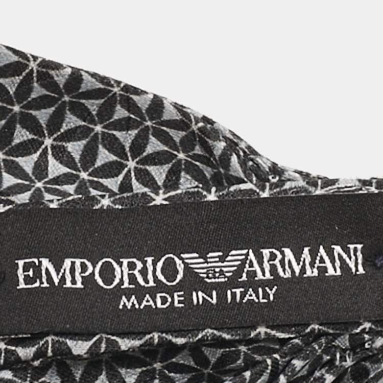 Pre Owned Emporio Armani Grey Patterned Cotton Bow Tie 