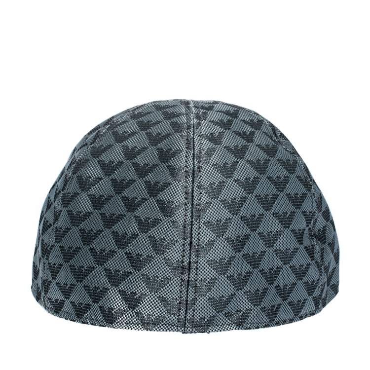 Pre Owned Emporio Armani Slate Grey Logo Patterned Baseball Cap Size L
