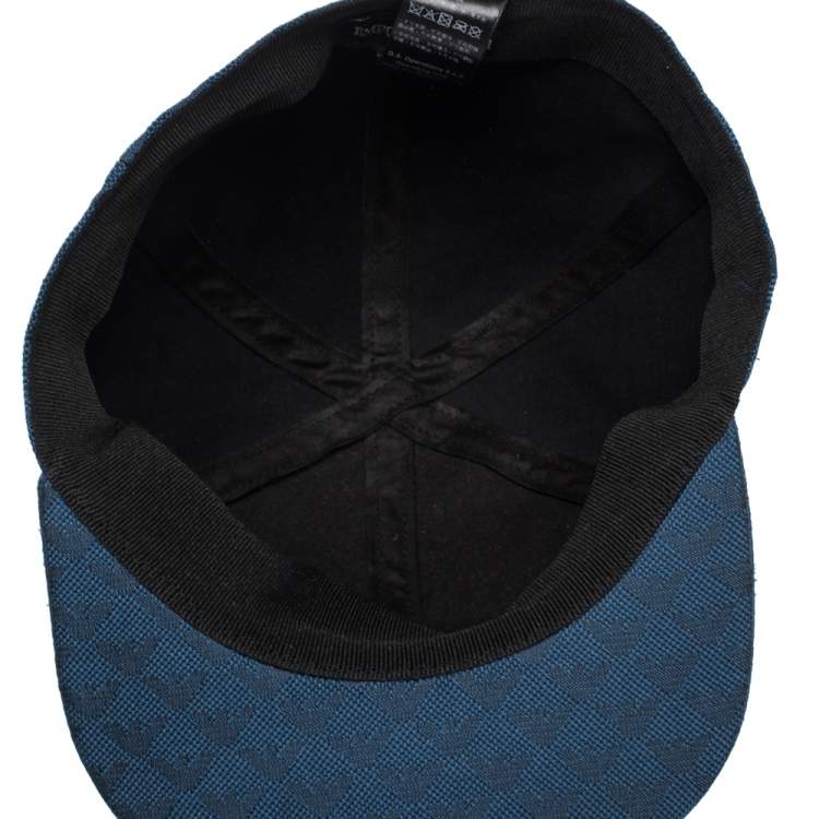 Pre Owned Emporio Armani Blue Logo Pattern Baseball Cap L