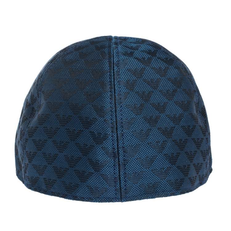 Pre Owned Emporio Armani Blue Logo Pattern Baseball Cap L