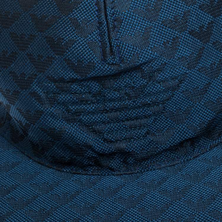 Pre Owned Emporio Armani Blue Logo Pattern Baseball Cap L
