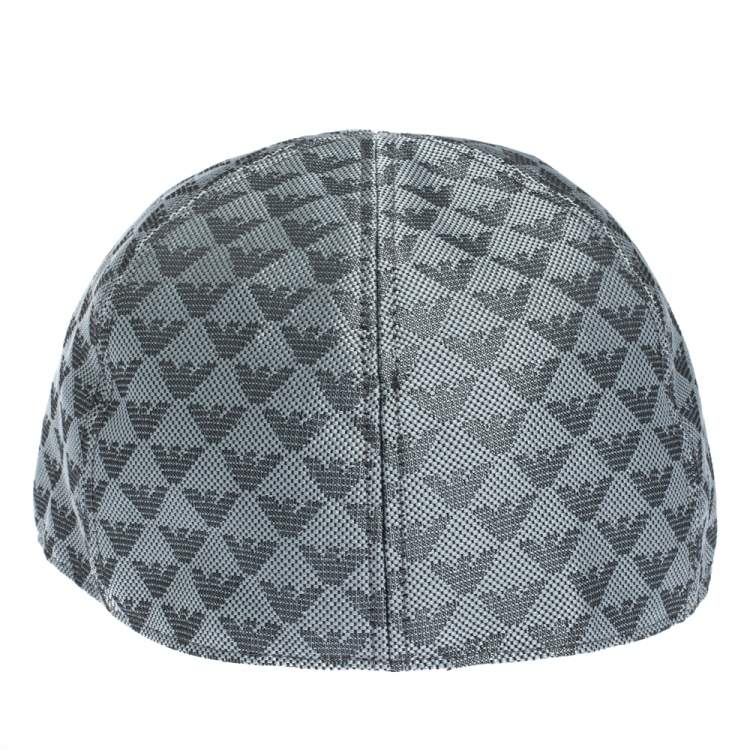 Pre Owned Emporio Armani Platinum Blue Logo Pattern Baseball Cap M